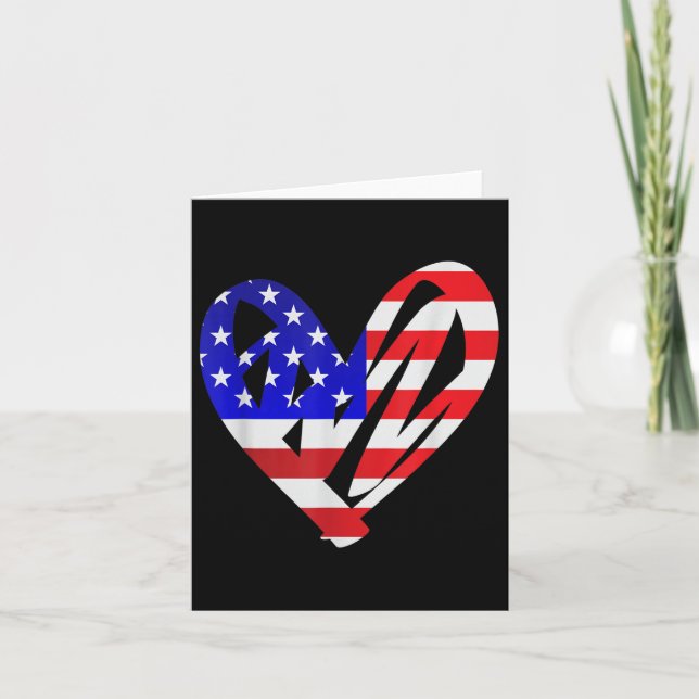 Usa Flag American Patriotic Heart Armed Forces Mem Card (Front)