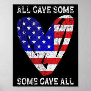 Usa Flag American Patriotic Heart Armed Forces Poster