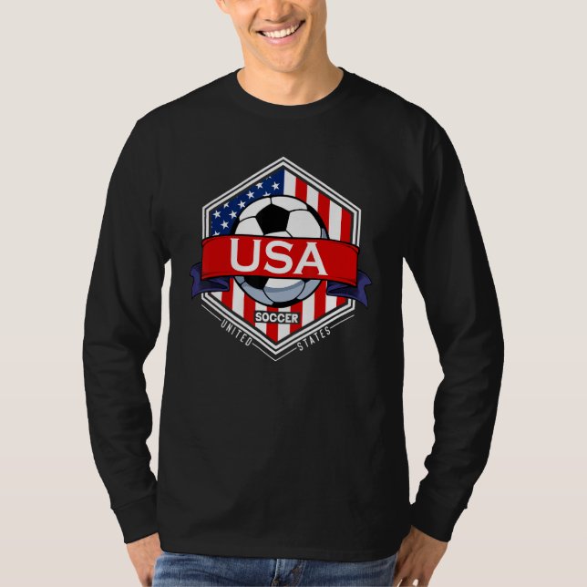 USA Flag American Patriotic Soccer Fan Player Foot T-Shirt (Front)