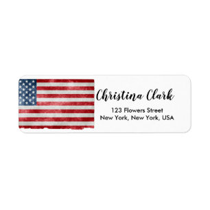USA Flag American Personalized Custom Address Label