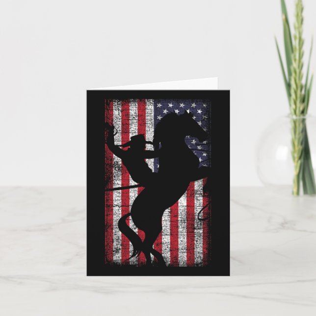 Usa Flag American Pride Texas Equestrian 4th Of Ju Card (Front)