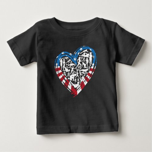 USA Flag American Runner _ Running Heart Baby T_Shirt