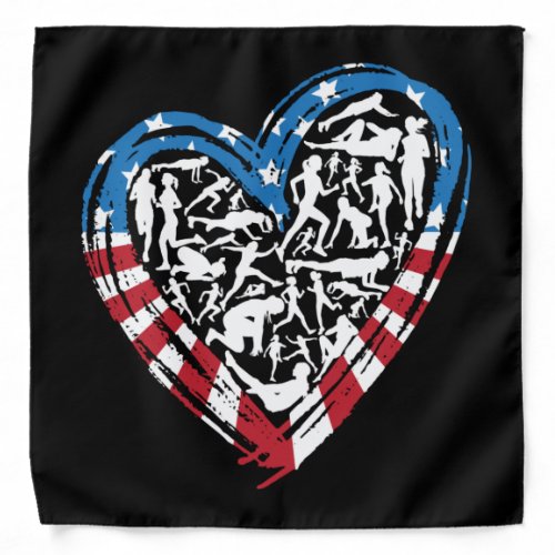 USA Flag American Runner _ Running Heart Bandana