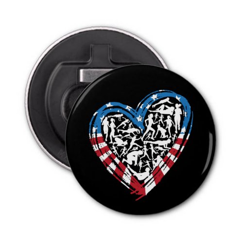 USA Flag American Runner _ Running Heart Bottle Opener
