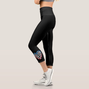 USA Flag American Runner - Running Heart Capri Leggings