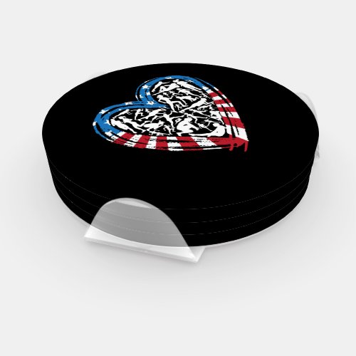 USA Flag American Runner _ Running Heart Coaster Set