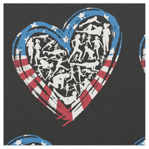 USA Flag American Runner _ Running Heart Fabric