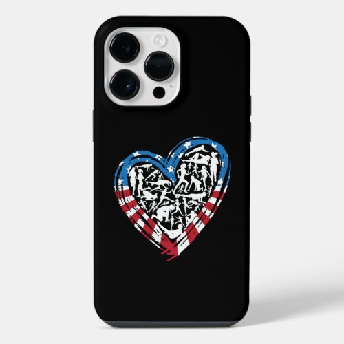 USA Flag American Runner _ Running Heart iPhone 14 Pro Max Case