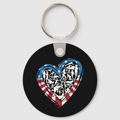 USA Flag American Runner _ Running Heart Keychain