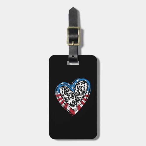 USA Flag American Runner _ Running Heart Luggage Tag