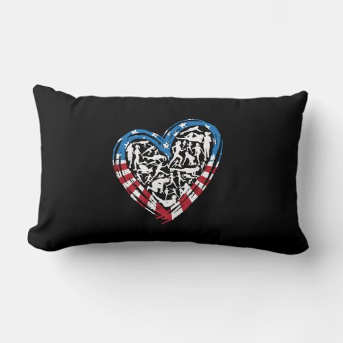 USA Flag American Runner _ Running Heart Lumbar Pillow