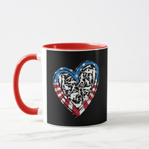 USA Flag American Runner _ Running Heart Mug