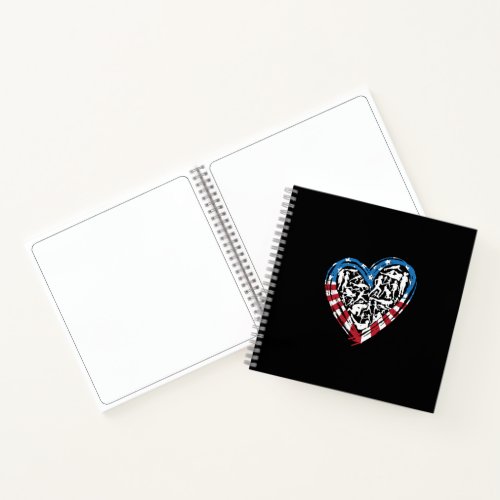 USA Flag American Runner _ Running Heart Notebook