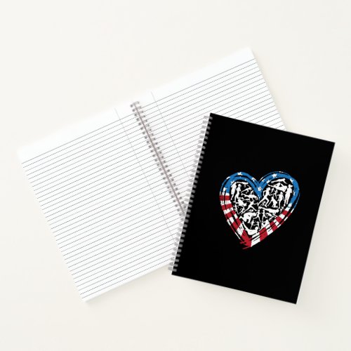 USA Flag American Runner _ Running Heart Notebook