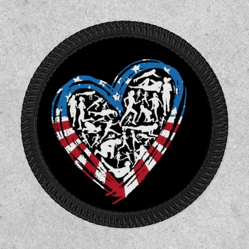 USA Flag American Runner _ Running Heart Patch