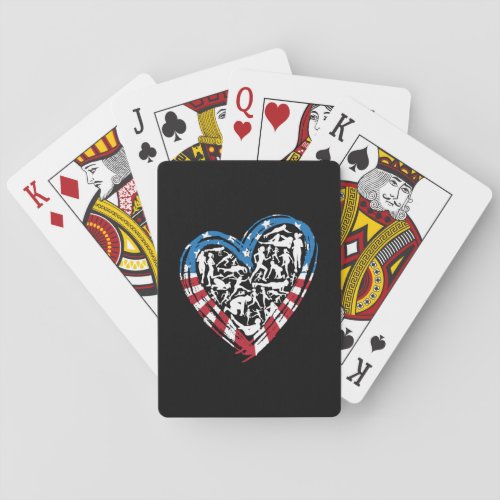 USA Flag American Runner _ Running Heart Playing Cards