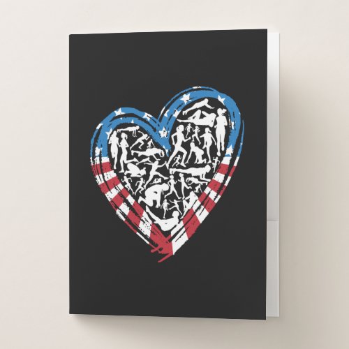 USA Flag American Runner _ Running Heart Pocket Folder