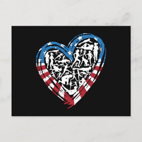 USA Flag American Runner _ Running Heart Postcard