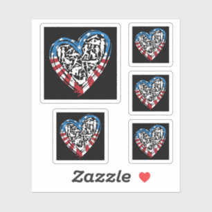 USA Flag American Runner - Running Heart Sticker