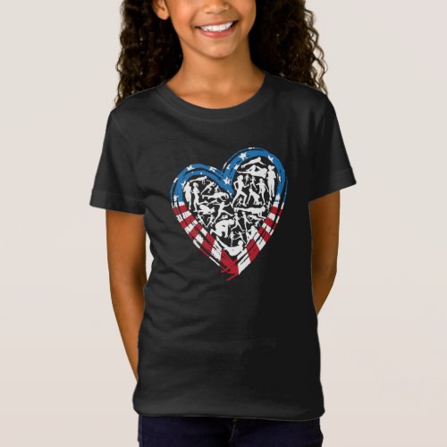 USA Flag American Runner _ Running Heart T_Shirt