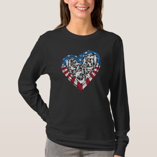 USA Flag American Runner _ Running Heart T_Shirt
