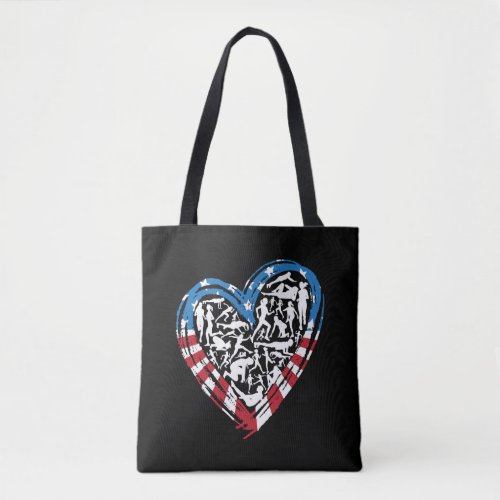 USA Flag American Runner _ Running Heart Tote Bag