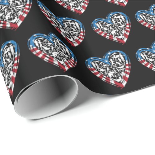 USA Flag American Runner _ Running Heart Wrapping Paper