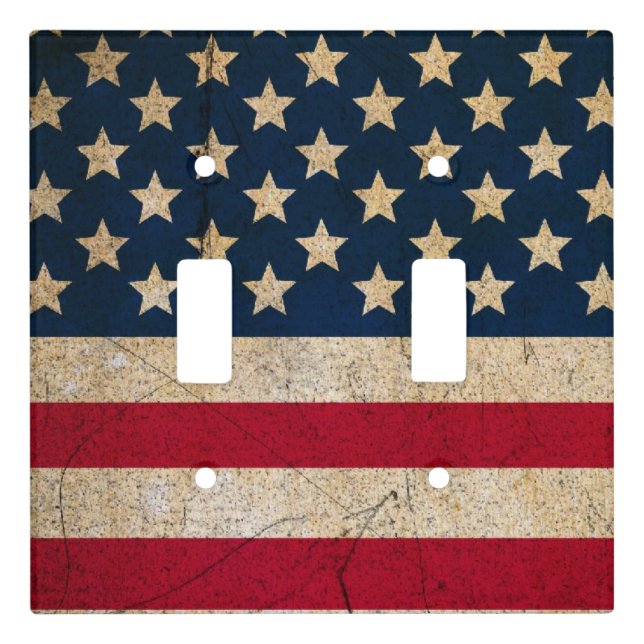 USA Flag Americana Double Toggle Switch Cover (Front)