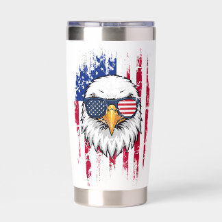 USA Flag And American Bald Eagle Grunge Insulated Tumbler
