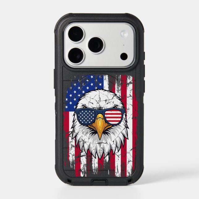 USA Flag And American Eagle Grunge Otterbox iPhone Case (Back)