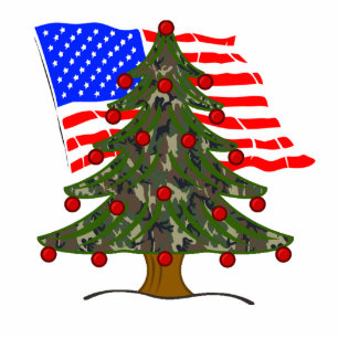 USA Flag and Camouflage Christmas Tree Ornament