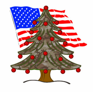 USA Flag and Camouflage Christmas Tree Ornament