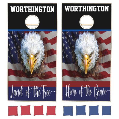 USA Flag and Eagle  Cornhole Set