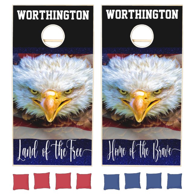 USA Flag and Eagle  Cornhole Set (Set)