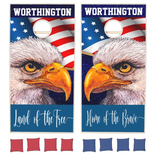 USA Flag and Eagle  Cornhole Set