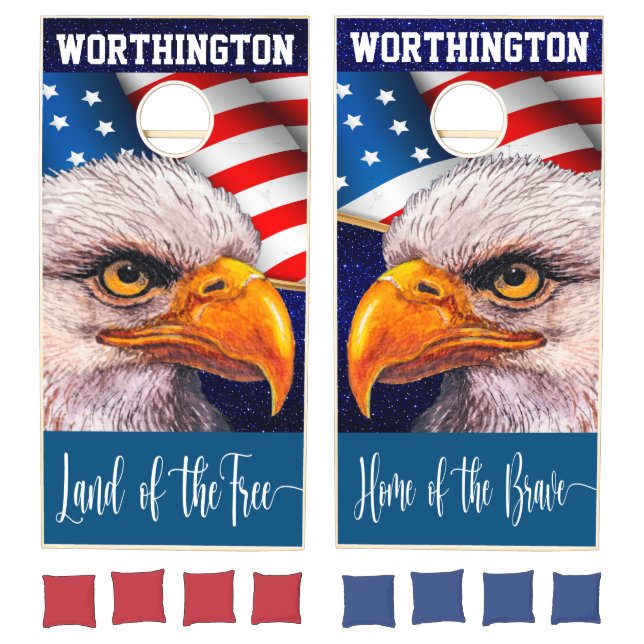 USA Flag and Eagle  Cornhole Set (Set)