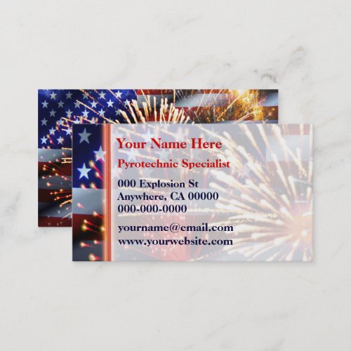 USA Flag and Fireworks Business Card