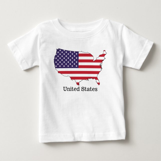 USA Flag and Map Souvenir Design Baby T-Shirt (Front)