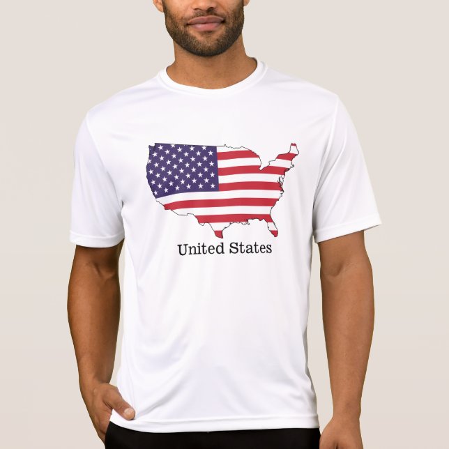 USA Flag and Map Souvenir Design T-Shirt (Front)