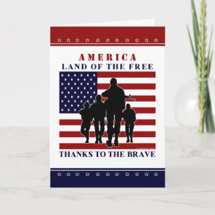 USA Flag and Soldiers- Happy Independence Day Card