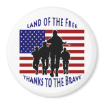 USA Flag and Soldiers Silhouette Magnet