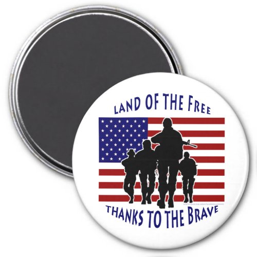 USA Flag and Soldiers Silhouette Magnet