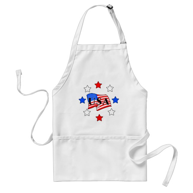 USA Flag and Stars Adult Apron (Front)