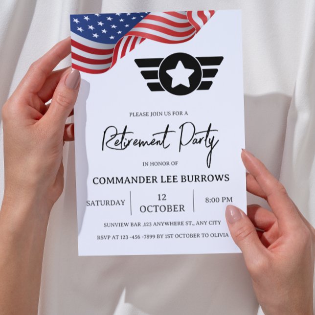 USA Flag Army Military Retirement Party Invitation (Creator Uploaded)