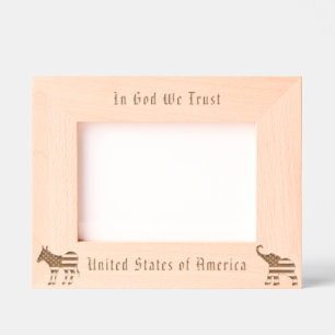 USA Flag Art, Democratic and Republican Symbols Engraved Frames