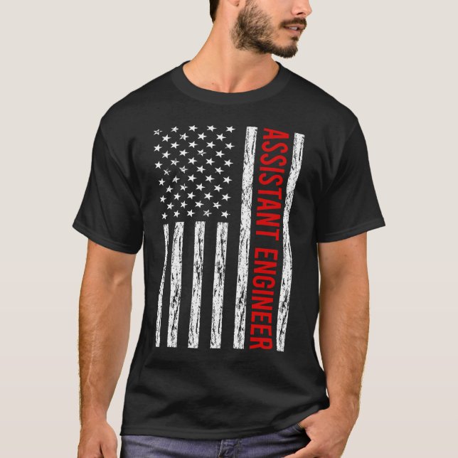 USA Flag - Assistant Engineer T-Shirt (Front)