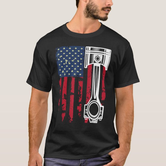 USA Flag Auto Repairman Car Mechanic Wrench Worksh T-Shirt (Front)