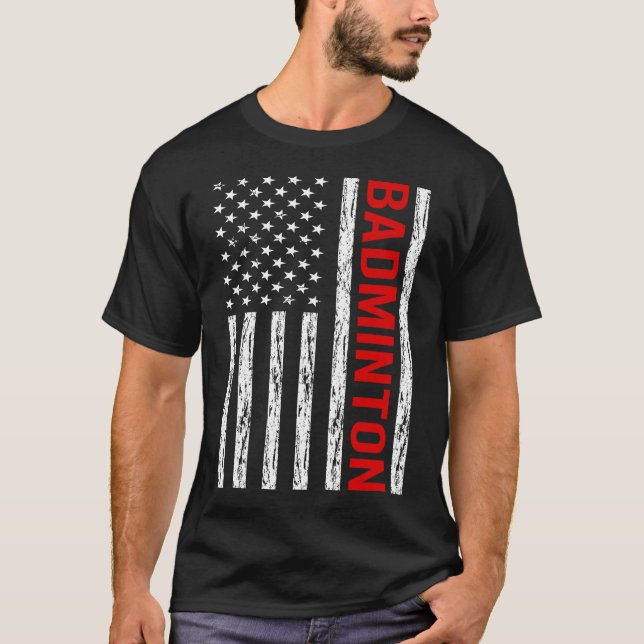 USA Flag Badminton T-Shirt (Front)