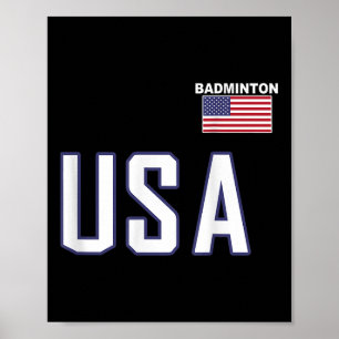 Usa Flag Badminton Team Cool Player Equipment Men Poster