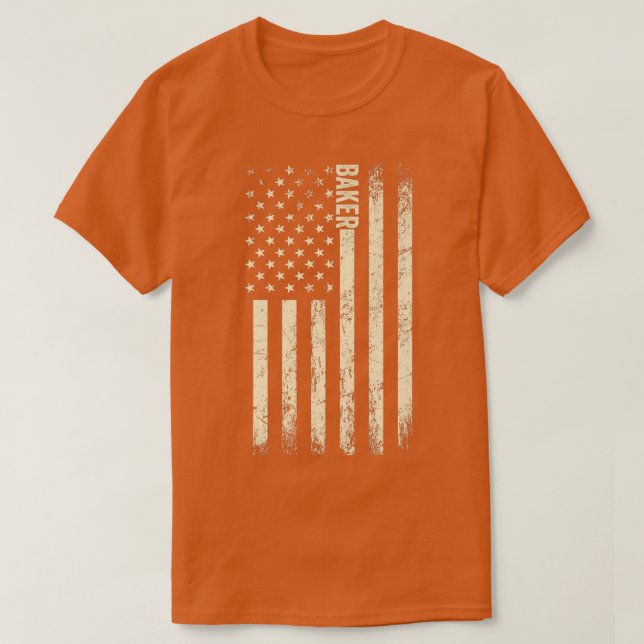 USA Flag Baking  Proud American Baker  T-Shirt (Design Front)